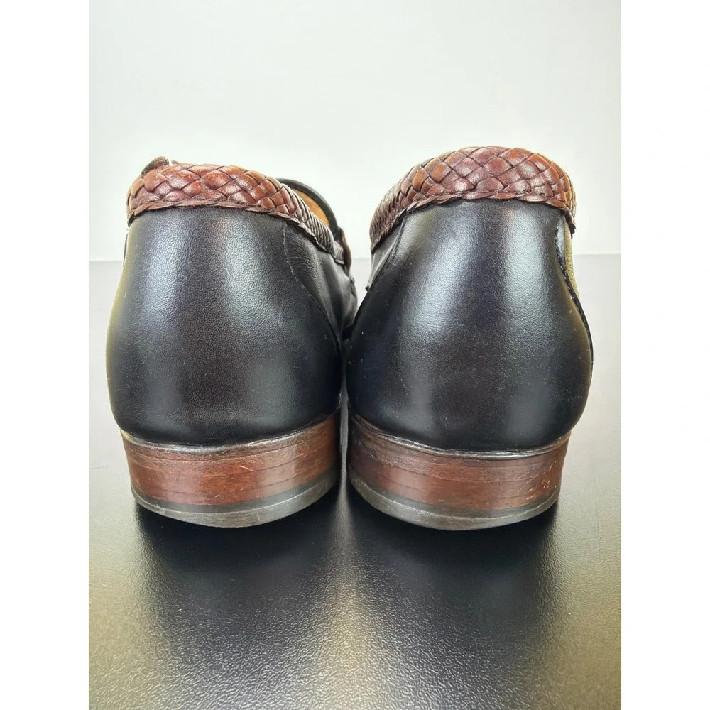 Allen Edmonds Newcastle Leather Black Brown Two Toned Slip On Loafers 10.5B